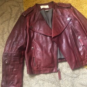 William Rast Red Real Leather Moto Jacket